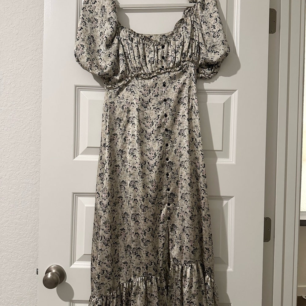 Zara Cream and Black Ruffled Tiered Maxi Dress